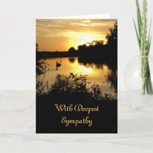 Sympathy Card - Sunset Swan Lake orange yellow Kaart
