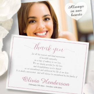 Sympathy Custom Photo Funeral Thank You Card Bedankkaart