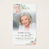 Sympathy Elegant Floral Photo Prayer Card (Devant)