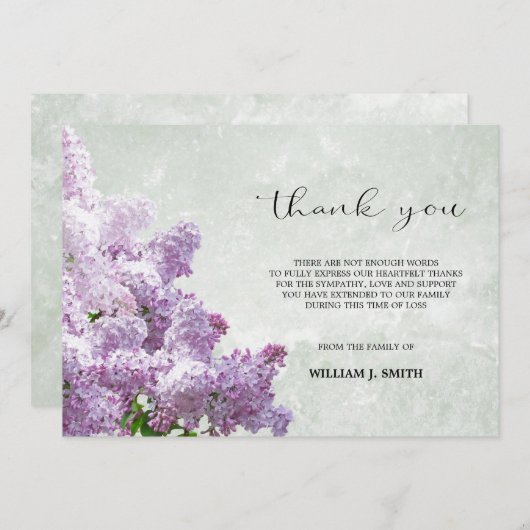 Sympathy Flower Lilacs MERCI Grey | PHOTO (Devant / Derrière)