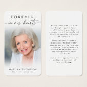 Sympathy Forever In Our Hearts Photo Prayer Card (Devant & derrière)