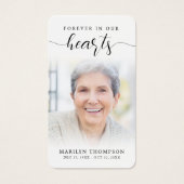 Sympathy Forever In Our Hearts Photo Prayer Card (Devant)