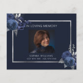 Sympathy funéraire bleu floral photo carte de reme (Devant)