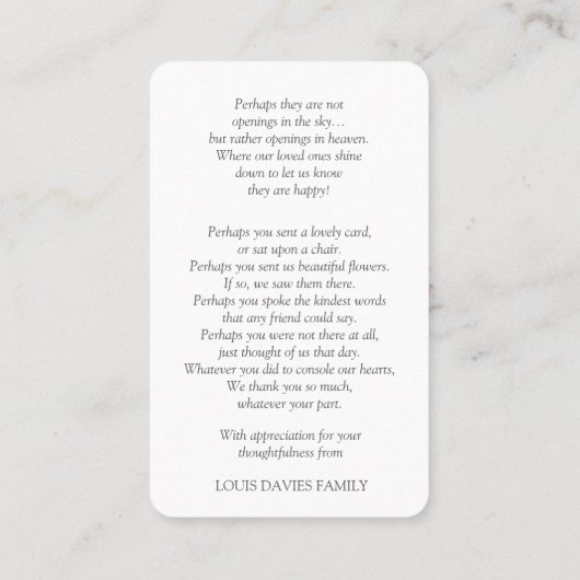 Sympathy Funeral Blue Hydrangea Cartes de prière (Dos)