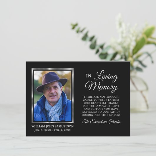 Sympathy Funeral Memory Black MERCI Photo (Debout devant)