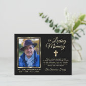 Sympathy Funeral Memory MERCI Gold Cross Photo (Debout devant)