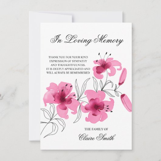 Sympathy Funeral MERCI Lily Floral PHOTO (Devant)