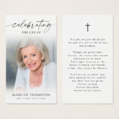 Sympathy Funeral Photo Cross Prayer Card (Devant & derrière)