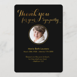 Sympathy Gold Script Bedankt Kaart met Foto