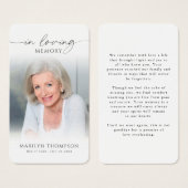 Sympathy In Loving Memory Photo Prayer Card (Devant & derrière)