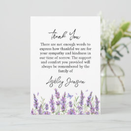 Sympathy Lavender Funeral Thank You Card Bedankkaart