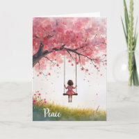 Sympathy Little Girl op een Cherry Tree Swing