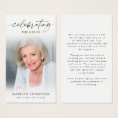 Sympathy Memorial Photo Elegant Prayer Card (Devant & derrière)
