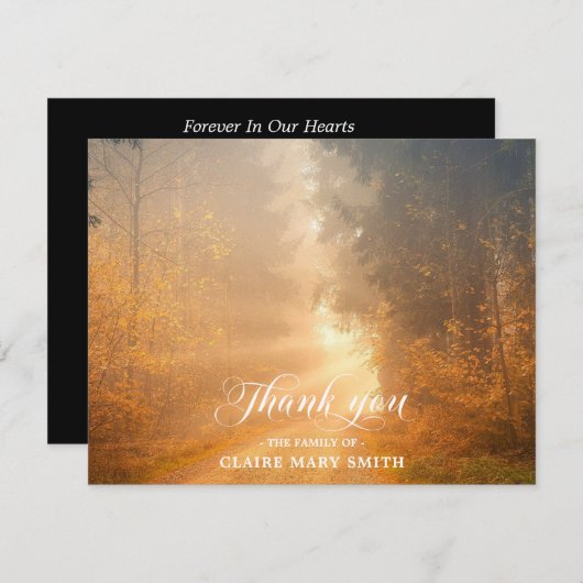 Sympathy MERCI Funeral Forest Fall PHOTO (Devant / Derrière)