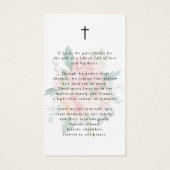 Sympathy Modern Pink Floral Cross Prayer Card (Dos)