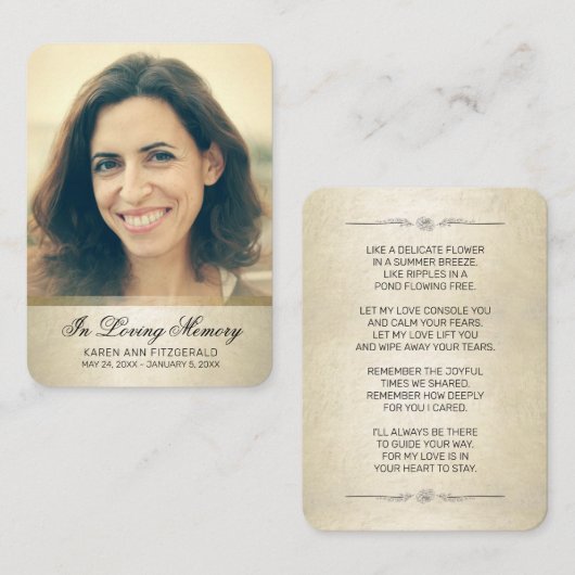 Sympathy Photo Black Script Gold Carte funéraire (Devant / Derrière)