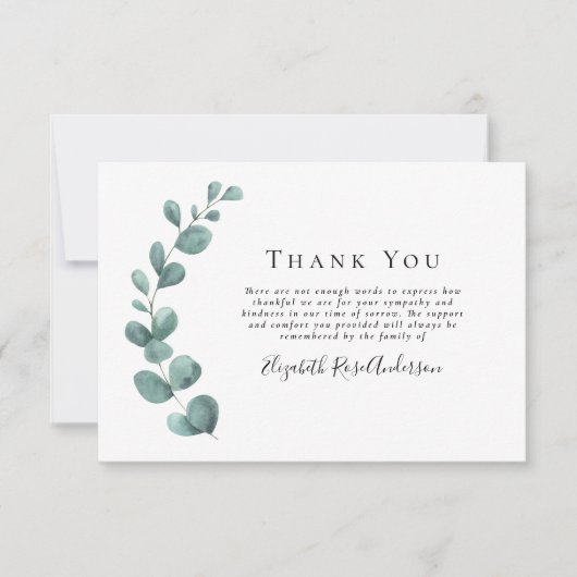Sympathy Photo Eucalyptus Carte de remerciements f (Devant)