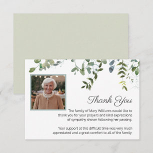 Sympathy Photo Greenery Begrafenis Dank u Bedankkaart