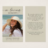 Sympathy Photo In Loving Memory Prayer Card (Devant & derrière)