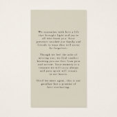 Sympathy Photo In Loving Memory Prayer Card (Dos)