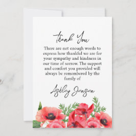 Sympathy Poppy Photo Funeral Thank You Card Bedankkaart