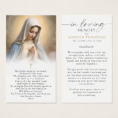 Sympathy Religious Virgin Mary Photo Prayer Card (Devant & derrière)