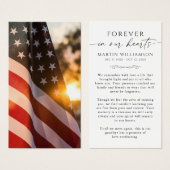 Sympathy USA Flag Cross Funeral Prayer Card (Devant & derrière)