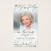 Sympathy White Floral Cross Photo Prayer Card (Devant)