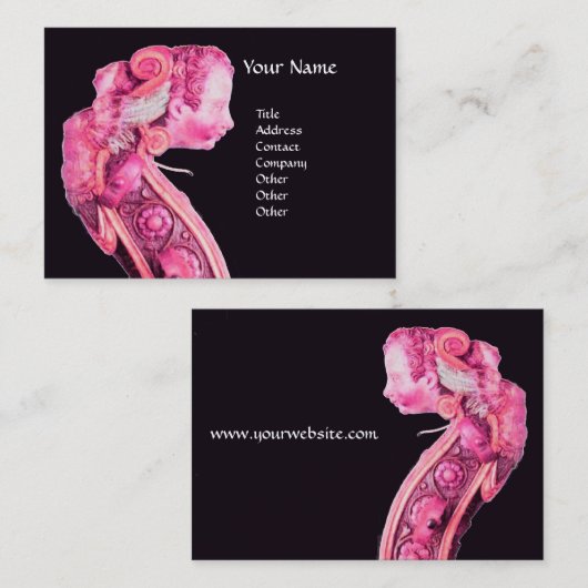 SYMPHONIA CLASSIC MUSIC Pink Fuchsia Violin Scroll Visitekaartje (Voorkant / Achterkant)