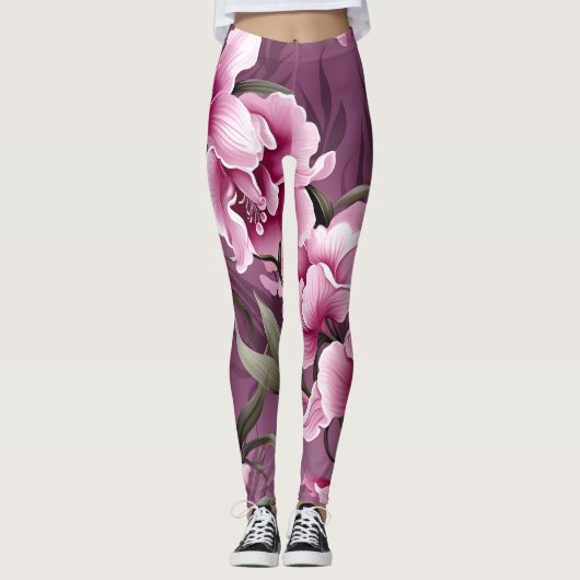 Symphoniepatroon van orchideeën leggings (Voorkant)