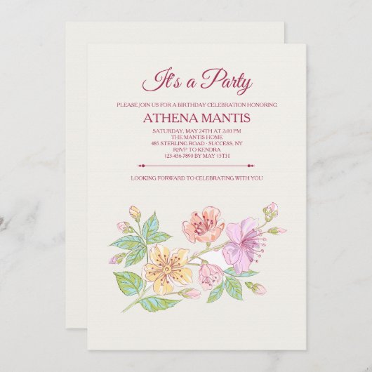 Symphony Floral Invitation (Devant / Derrière)