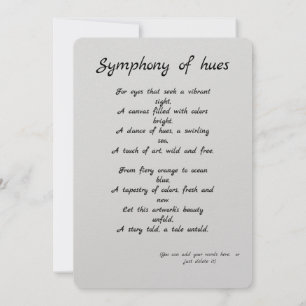 "Symphony of hues" Kleurrijke cadeaubon + Gedicht.