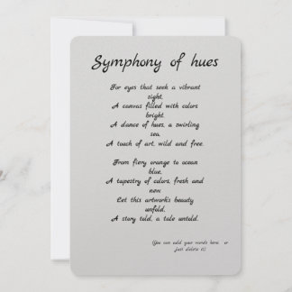 "Symphony of hues" Kleurrijke cadeaubon + Gedicht.