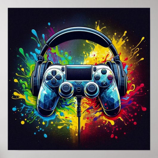 Symphony of Pixels & Sound: Vibrant Gaming Art Poster (Voorkant)