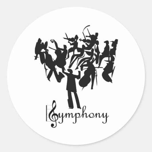 SYMPHONY-orkest in een gestileerd design Ronde Sticker (Voorkant)