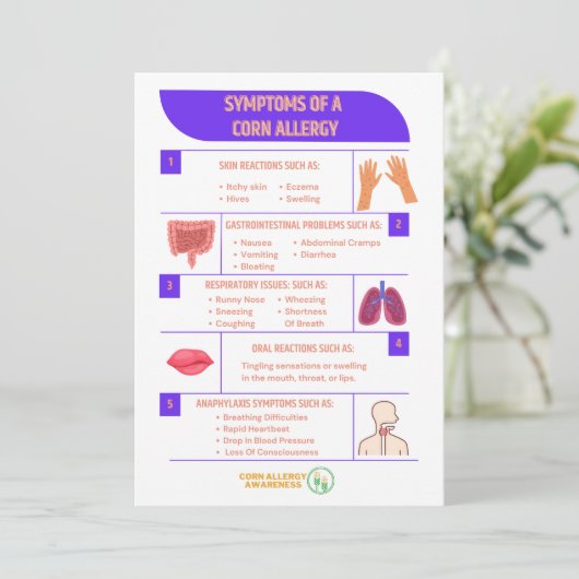 Symptomen van een maïs allergie 5x7 Kaarten (Staand voorkant)