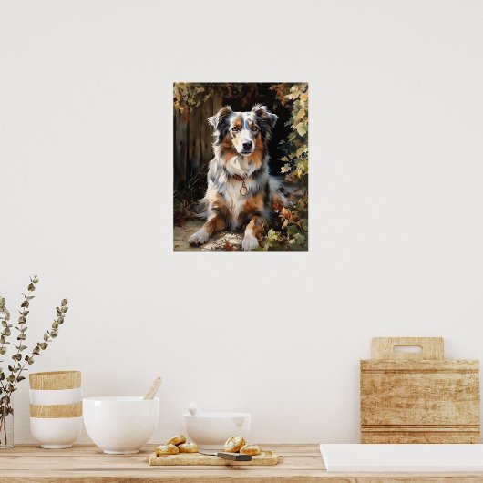 Symte Australian Shepherd Dog Art Imprimer Poster (Cuisine)