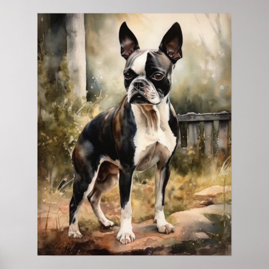 Symte Boston Terrier Dog Art Imprimer Poster (Devant)