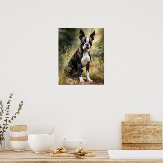 Symte Boston Terrier Dog Art Imprimer Poster (Cuisine)