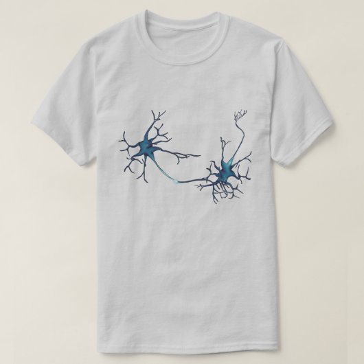Synaps tussen neuronen, neurowetenschap neuron t-shirt (Design voorkant)