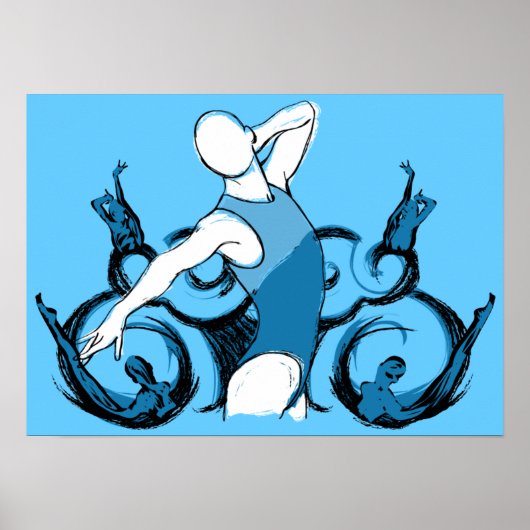 Synch Swimming Illustratie Poster (Voorkant)