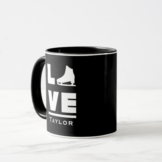Synchrone liefde en live-beeldschaatsen mok (Voorkant links)