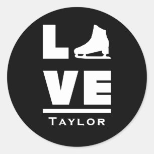 Synchrone liefde en live-beeldschaatsen ronde sticker