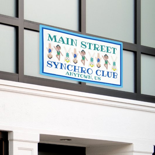 Synchronisatie zwembad team pool coach club spandoek (Buitenkant Gebouw)