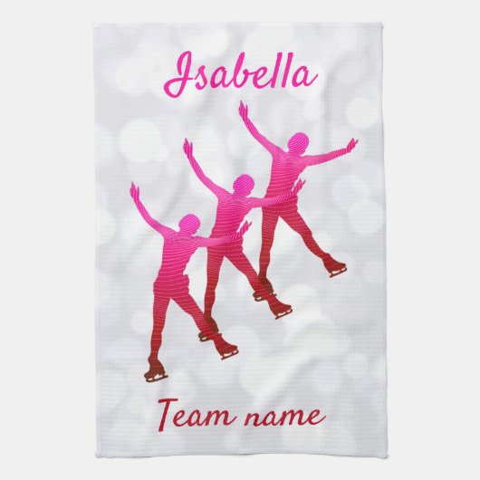 Synchroon draaihanddoekje roze tot rood theedoek (Verticaal)