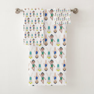 Synchroon synchroon voor synchroon Swimmer Girls S Bad Handdoek