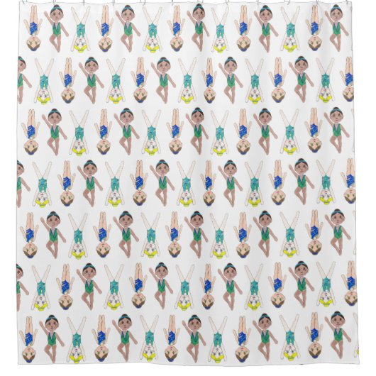 Synchroon synchroon voor synchroon Swimmer Girls S Douchegordijn (Voorkant)