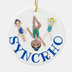 Synchroon van synchroon zwemteam keramisch ornament