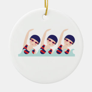 Synchroon zwemmen keramisch ornament