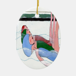 Synchroon zwemmen keramisch ornament